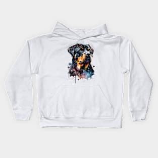 Colorful Rottweiler Dog Watercolor Art Kids Hoodie